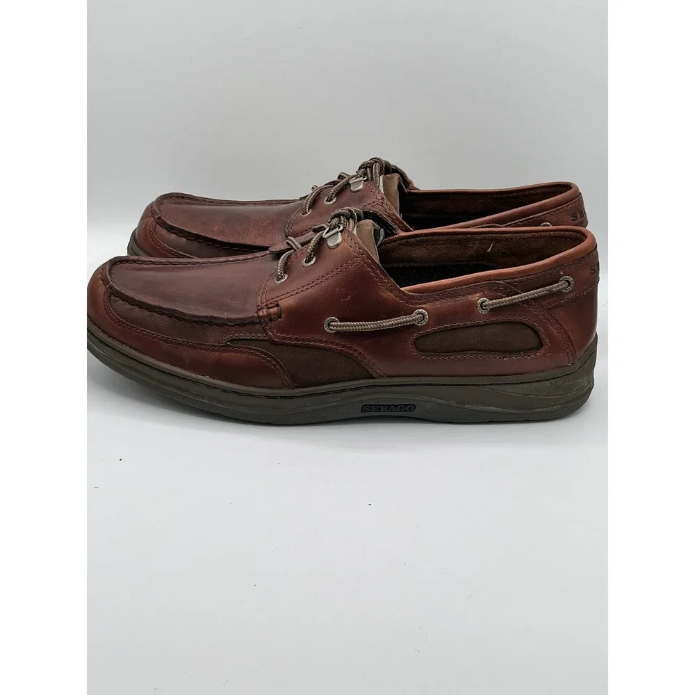 Sebago Men Brown Leather Boat Shoes B24343‎ Moc Toe Loafers Size 12M